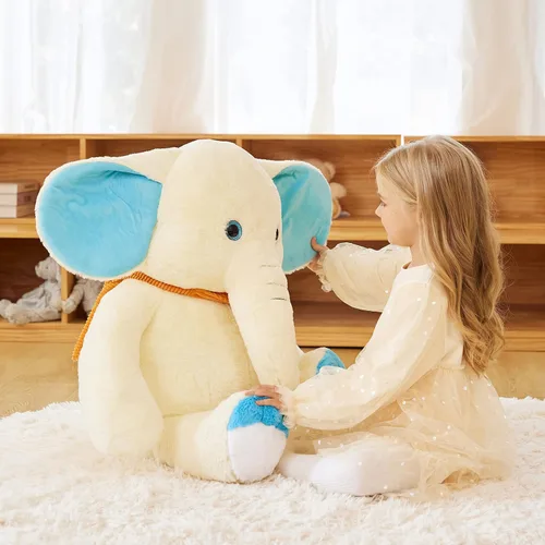 Miniatura 3 de EARTHSOUND Juguete de peluche de elefante gigante, de 30 pulgadas, juguetes suaves y grandes, tamaño grande, enorme y esponjoso, de gran