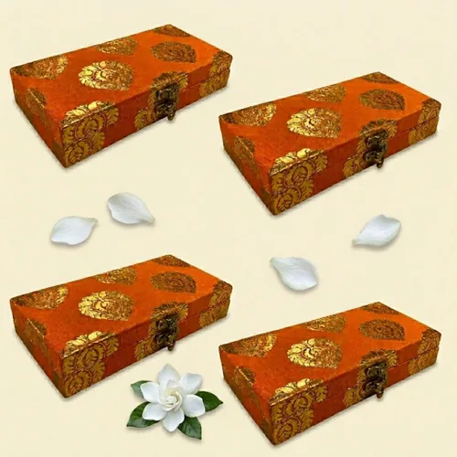 Miniatura 11 de LOVENSPIRE Caja organizadora de viaje de brocado, 4 unidades, cajas de regalo para bodas indias musulmanas paquistaníes punjabi, recuerdo de Nikah