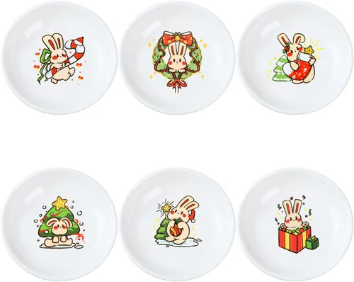 Miniatura 15 de SOCOSY Platos de cerámica súper lindos con animales de dibujos animados, platos de condimentos, pequeños tazones para alimentación de gatos, perros