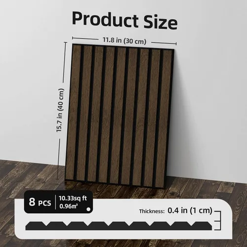 Miniatura 7 de WADILE Paneles de pared de listones de madera para despegar y pegar, paneles acústicos decorativos de 11.8 x 15.7 pulgadas, paneles de pared