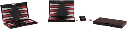 Miniatura 2 de Lucite - Juego de backgammon acrílico de 18 pulgadas, tablero y piezas prémium (negro/rojo)