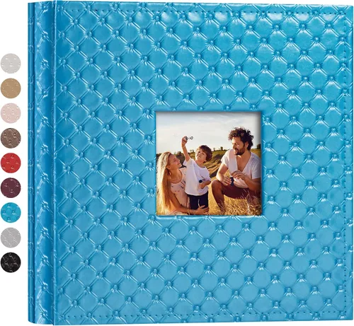 Miniatura 35 de Mublalbum Álbum de Fotos Pequeño 4x6 300 Fotos Cubierta de Cuero Libro de Fotos con Bolsillos Horizontales para Bebé Boda Aniversario y Familia Azul
