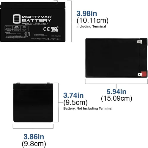 Miniatura 2 de Mighty Max Battery Batería de repuesto 12V 15AH F2 para GoGo Scooter - Paquete de 2