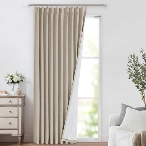 Miniatura 58 de Vision Home Cortinas marrones con pliegues pinzados de bloqueo total, cortinas de ventana de lino mezclado para oscurecimiento de la habitación, 95