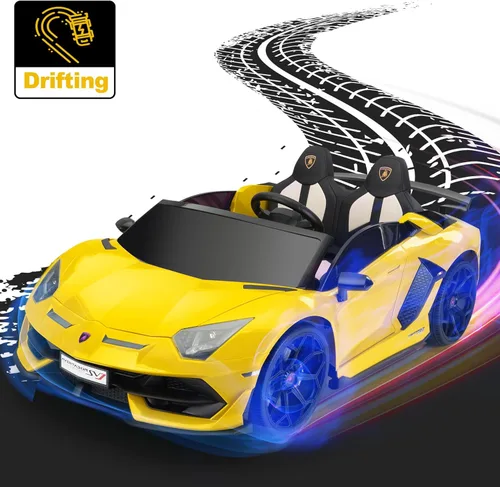 Miniatura 4 de Vehículo de paseo de 2 plazas de 24 V eléctrico Lamborghini para niños de alta velocidad 13 km/h con asientos de cuero PU con cinturón de seguridad