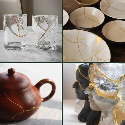 Miniatura 7 de Kit de reparación Kintsugi en oro, kit japonés de Kintsugi para mejorar tu cerámica, repara tu cerámica significativa con polvo de oro