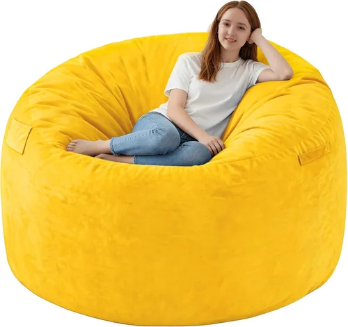 Miniatura 74 de Silla de Puf de 3 Pies, Sillas de Puf Cómodas con Relleno de Espuma Viscoelástica, Sofá de Puf Esponjoso con Funda de Terciopelo Holandés, Sillas