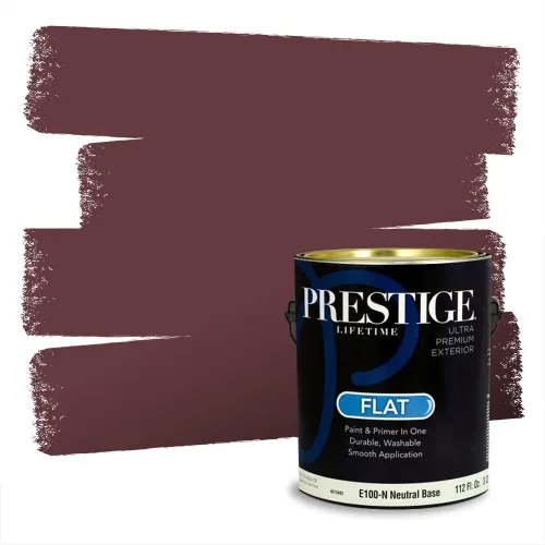 Miniatura 402 de Prestige Paints Pintura exterior e imprimación en uno, 1 galón, plano, coincidencia comparable de Valspar* Amber Rose*