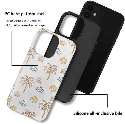 Miniatura 3 de Funda compatible con iPhone 11, resistente a arañazos, funda híbrida de 2 capas con carcasa dura, diseño de cocoteros de playa de verano