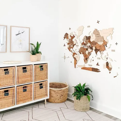 Miniatura 6 de Enjoy The Wood Mapa del mundo de madera 3D, arte para pared, decoración de pared de madera grande, idea de regalo de inauguración de la casa, idea