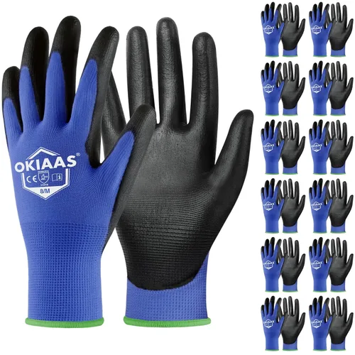 Miniatura 20 de OKIAAS Guantes de trabajo para hombre, guantes ultra delgados y ligeros con agarre, juego de 12 pares de guantes de construcción con revestimiento