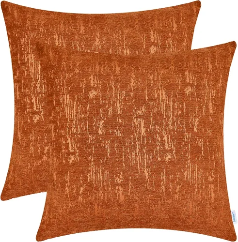 Miniatura 19 de CaliTime Juego de 2 fundas de cojín de felpilla súper suaves teñidas de mármol jacquard para sofá, decoración de casa rural, 18 x 18 pulgadas