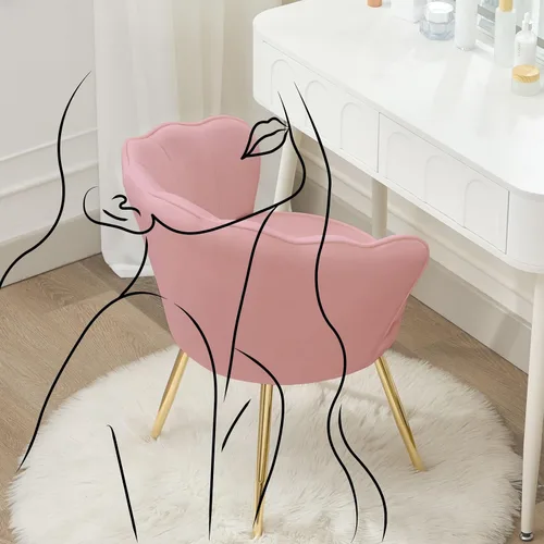 Miniatura 8 de Czlolo Juego de 2 sillas decorativas, sillas de tocador de terciopelo con respaldo, silla decorativa pequeña moderna de mediados de siglo para sala