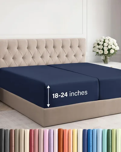 Miniatura 127 de Sábana bajera ajustable extra profunda tamaño completo – Sábana bajera individual de lujo para hotel únicamente – Se adapta fácilmente a colchones
