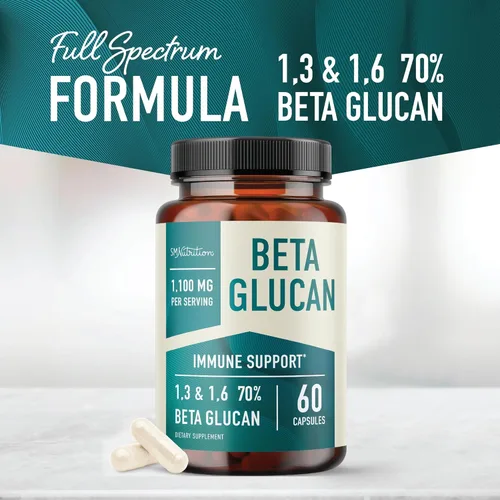 Miniatura 3 de Suplemento beta glucano de 1100 mg para apoyo a la inmunidad, la piel y el intestino Fórmula extra fuerte 1,3D y 1,6 beta-glucanos 85%