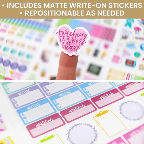 Miniatura 6 de bloom daily planners Paquete de calcomanías para planificador de profesores, calcomanías de planificación temática escolar para profesores