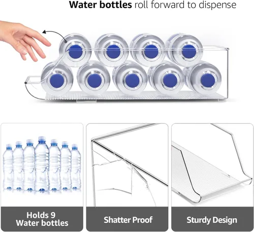 Miniatura 5 de Sorbus Paquete de 2 organizadores de botellas de agua y latas, soporte para bebidas para refrigerador, despensa, almacenamiento y organización