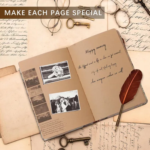 Miniatura 8 de SaFeHoM 212 Pcs DIY Vintage Journal Set for Women Gifts Scrapbook Diary Supplies including Aesthetic Journals, Scrapbook Paper, Washi Stickers