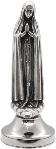 Miniatura 13 de VILLAGE GIFT IMPORTERS Mini estatua de santo Figuras clásicas cristianas y católicas Metal plateado Parte inferior adhesiva Decoración