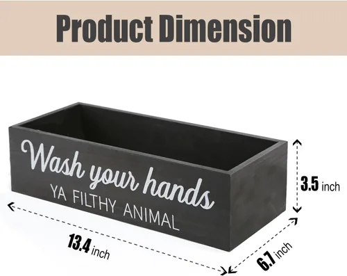 Miniatura 4 de Caja de Decoración para Baño, Canasta de Papel Higiénico con Letreros de 2 Lados Estilo Granja, Canasta para Inodoro Tank Topper Decoración Rústica