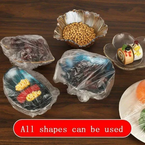 Miniatura 3 de Yeahgoshopping Cubierta de plástico desechable reutilizable para alimentos, fácil con tapas elásticas de cocina, cuencos también se utilizan como