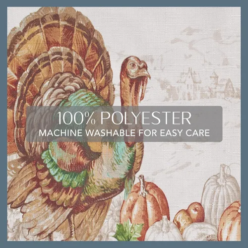 Miniatura 4 de Elrene Home Fashions. - Mantel de otoño con bordes de pavo.