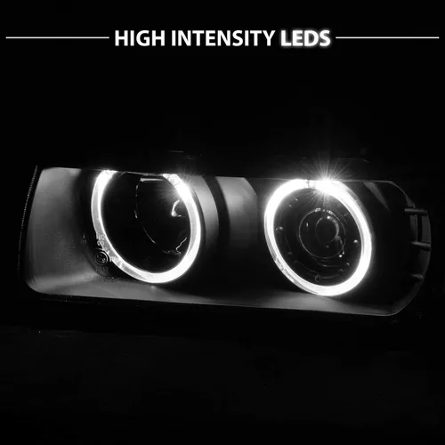 Miniatura 6 de AmeriLite Juego de faros delanteros de repuesto para BMW Serie 3 E36 Sedan 1992-1998 1 pieza LED Halo negro proyector de repuesto – lado