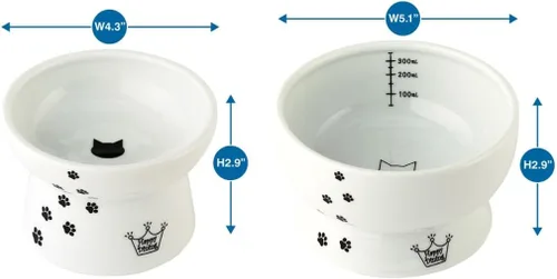 Miniatura 7 de Necoichi Cuenco elevado para comida y agua para gatos, cuencos elevados de cerámica para fatiga de bigotes y cuello, apto para lavavajillas