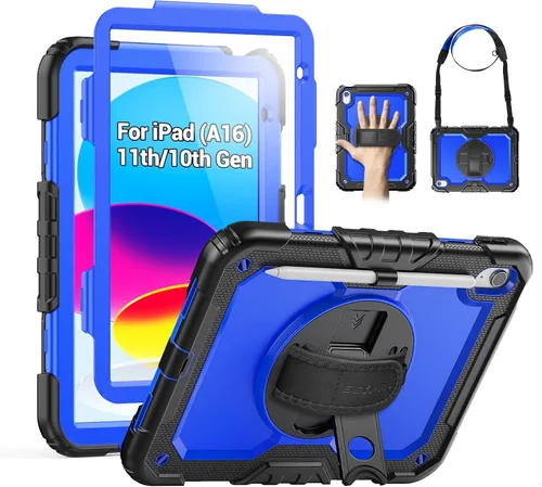 Miniatura 20 de SEYMAC Funda para iPad Air de 5ª/4ª generación de 10.9 pulgadas, Funda Protectora de Cuerpo Completo Resistente a Golpes con Protector de Pantalla