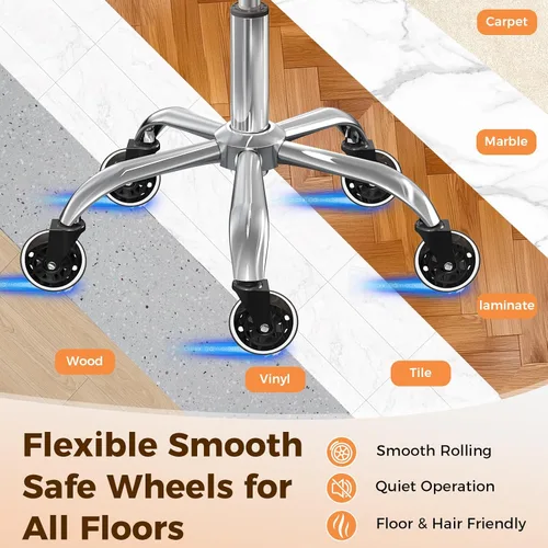 Miniatura 9 de Silla de dibujo con ruedas, silla de dibujo de oficina con soporte de espalda, taburete de escritorio de pie ajustable en altura con cojín de piel