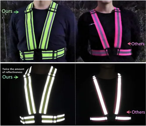 Miniatura 3 de Chaleco de seguridad de alta visibilidad (paquete de 8 unidades, L), equipo reflectante para correr, caminar, ciclismo, construcción, motociclismo