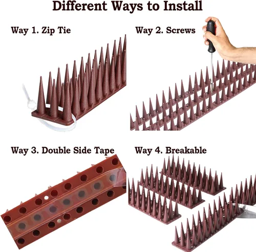 Miniatura 7 de Paquete de 24 palomas para pájaros para exteriores con 30 bridas para cables, picos disuasorios de pájaros para palomas y otras aves pequeñas, picos