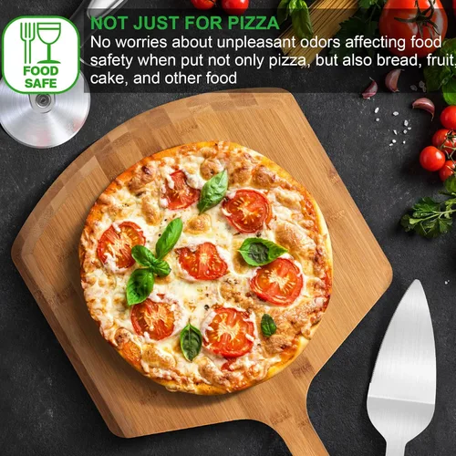 Miniatura 8 de Pala de pizza de 16 pulgadas, de bambú natural, espátula de pizza para pizza, accesorio de horno para tabla de pizza de madera grande