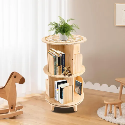 Miniatura 2 de Estantería giratoria de 360 grados, estante de almacenamiento multifuncional, organizador de madera giratorio para salas de estar, salas de estudio