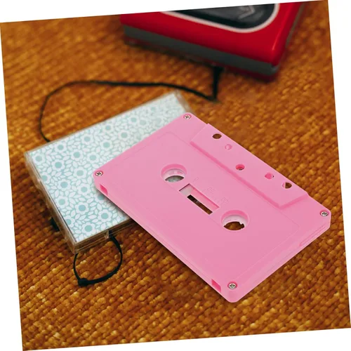 Miniatura 6 de Cintas de casete en blanco rosa para decoraciones de fiesta de los años 80 y 90, 2 casetes de audio decorativos retro para centros de mesa de música