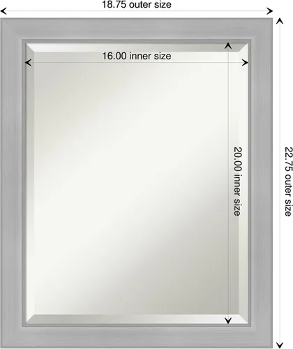 Miniatura 4 de Amanti Art Espejo de baño plateado para sobre el fregadero, 23 x 19 pulgadas Vista de níquel cepillado, espejo de tocador rectangular estrecho