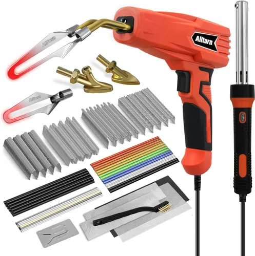 Allturn Soldador de plástico, kit de soldadura de plástico 3 en 1, kit de soldadura de reparación de plástico, 1000 grapas de soldadura de plástico,