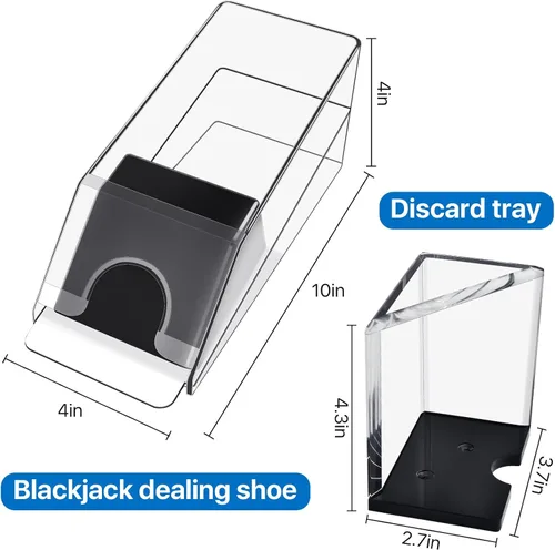 Miniatura 3 de Bandeja de blackjack para zapatos y descartes, zapato de blackjack transparente, dispensador de tarjetas acrílicas para jugar a las cartas, bandejas