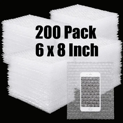Miniatura 8 de Bolsas de burbujas transparentes de 4 x 6 pulgadas, 200 bolsas protectoras de burbujas, doble pared de corte al ras gruesas, a prueba de golpes