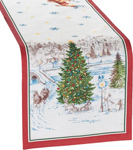 Miniatura 11 de Elrene Home Fashions Manteles Individuales de Tela Santa Snowy Sleighride, Decoración de Mesa de Navidad, 13" An x 19" L, Juego de 4