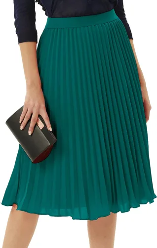 Miniatura 137 de GRACE KARIN - Falda plisada de gasa para mujer, con cintura alta y elástica, vuelo, corte acampanado y longitud por debajo de la rodilla