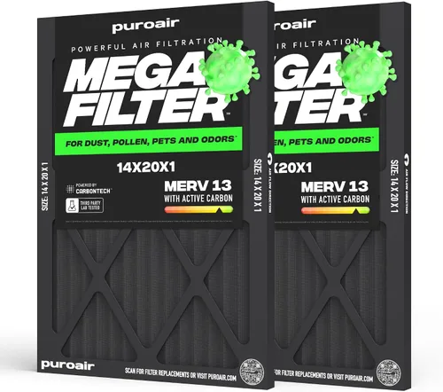 Miniatura 46 de PuroAir Filtro Mega - Filtro de aire de 12x12x1 MERV 13 para el hogar con carbón activado - Filtros alérgenos, caspa de mascotas, humo, polvo