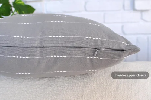 Miniatura 2 de Juego de 2 fundas de almohada modernas color gris de 18 x 18 pulgadas / 18 x 18 pulgadas / algodón tejido con patrón de rayas patrón de rayas