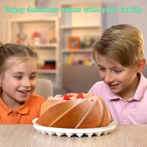 Miniatura 6 de HUAKENER Molde grande acanalado para pasteles (paquete de 2) – Molde de silicona redondo grande para pasteles, brownie, pan de maíz, pastel