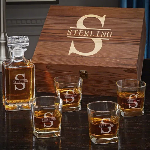 Miniatura 11 de Juego de decantador de whisky personalizado y vasos de whisky en caja hecha a mano