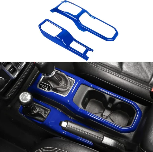 Miniatura 3 de Consola Central 4WD Panel de Cambio de Marchas y Portavasos para 2018-2024+ Jeep Wrangler JL JLU Gladiator JT (Azul)