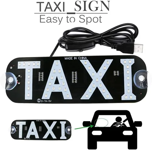 Miniatura 4 de YSY 1 juego de decoración de letrero LED de taxi, nuevo modelo de taxi con gancho intermitente de taxi intercambiable por USB en la ventana del Verde