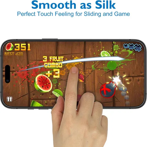 Miniatura 5 de Mothca Paquete de 2 protectores de pantalla de vidrio mate de cobertura completa para iPhone Air de 6.5 pulgadas, antirreflejos, antihuellas, borde