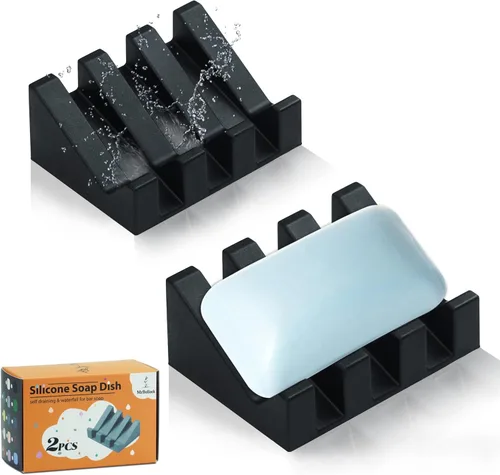 Miniatura 9 de Jabonera de silicona para jabón en barra, soporte para jabón para ducha y baño, bandeja autodrenante en cascada para secado, mantiene las pastillas