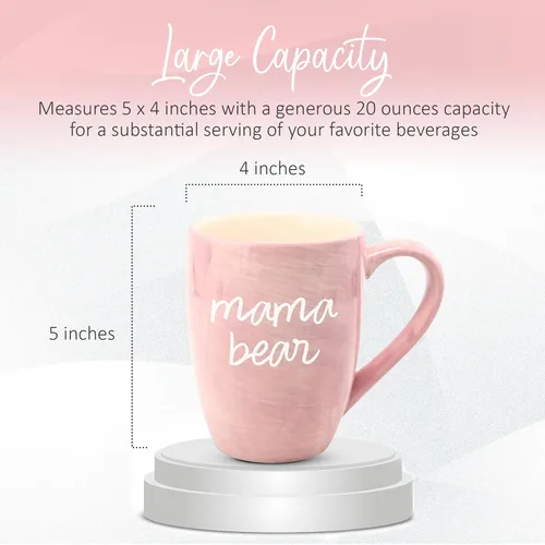 Miniatura 3 de Pavilion - Taza de café grande de cerámica con diseño de texto "Mama Bear", compatible con microondas y lavavajillas, tazas altas de café o té